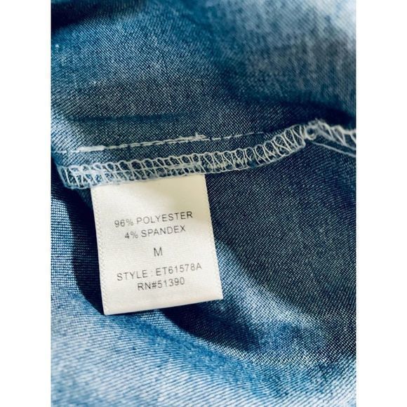 Cover Stitched Womens Denin Top‎ Cascade Collar M - Picture 6 of 7
